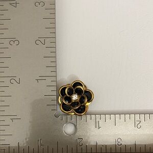 Obidome-Blsck floral obi clip with beads and rhinestone